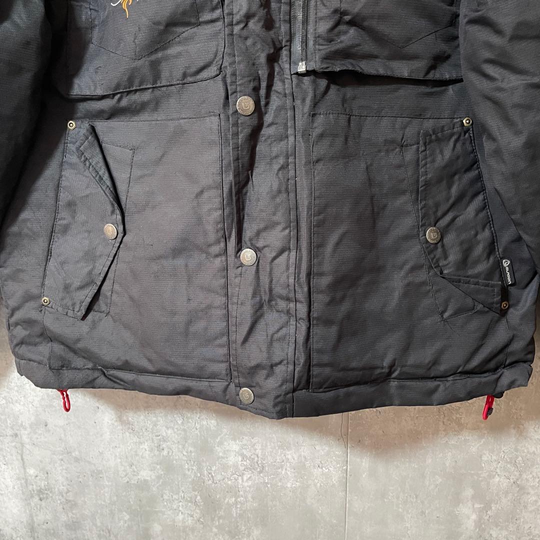 Burtonバートンスキーウェアスノーボードジャケットダウン中綿黒ブラック刺繍