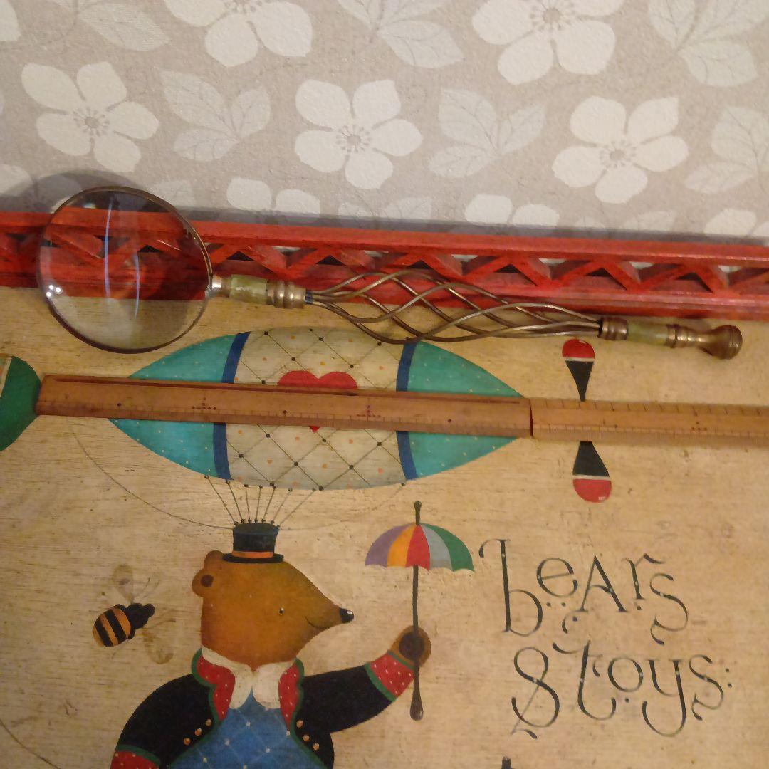 アメリカ製 アンティーク 大きな拡大鏡☆虫眼鏡☆ルーペ文房具☆ガラスレンズ