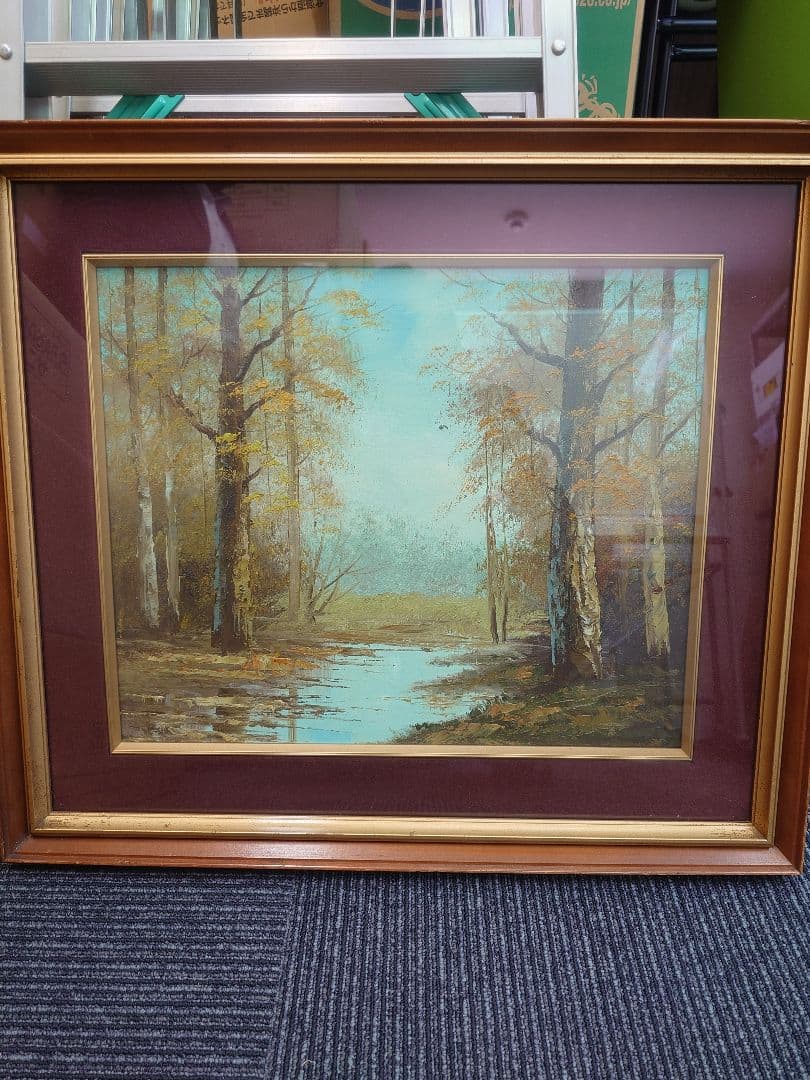 秋の風景 油彩画 大きめのフレーム