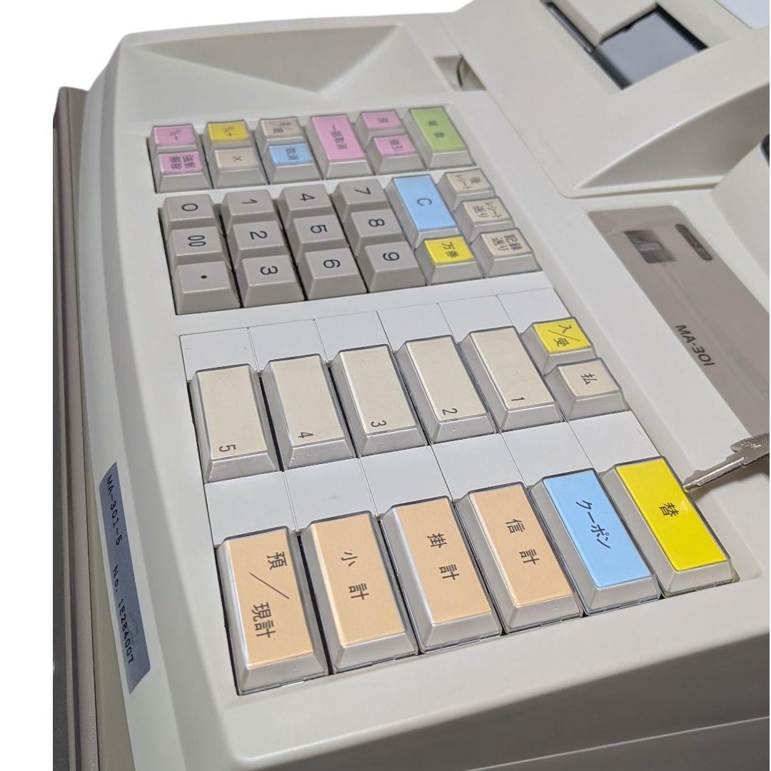 美品 TEC MA-301 レジ 白 通電確認