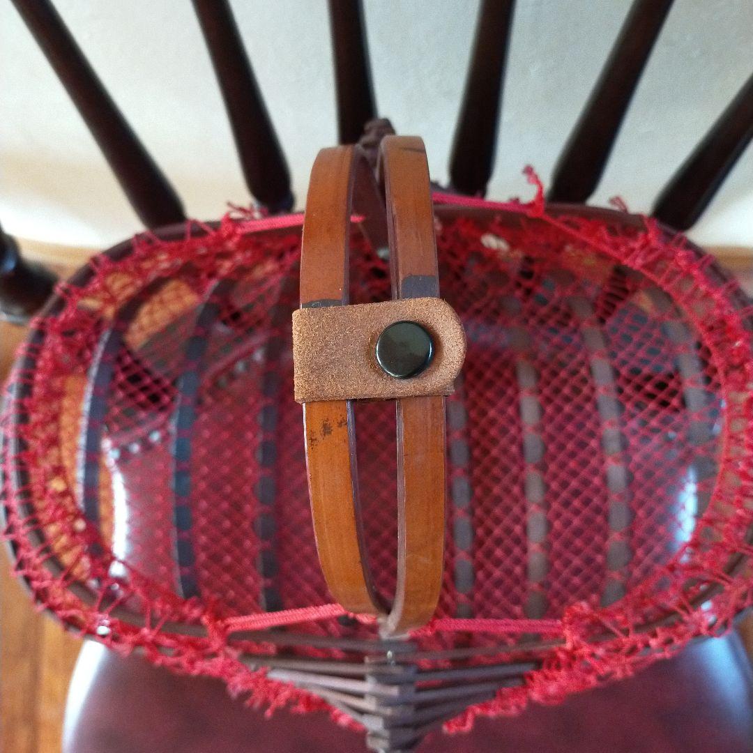 古い籠 かご バッグ 竹製 折りたたみ式