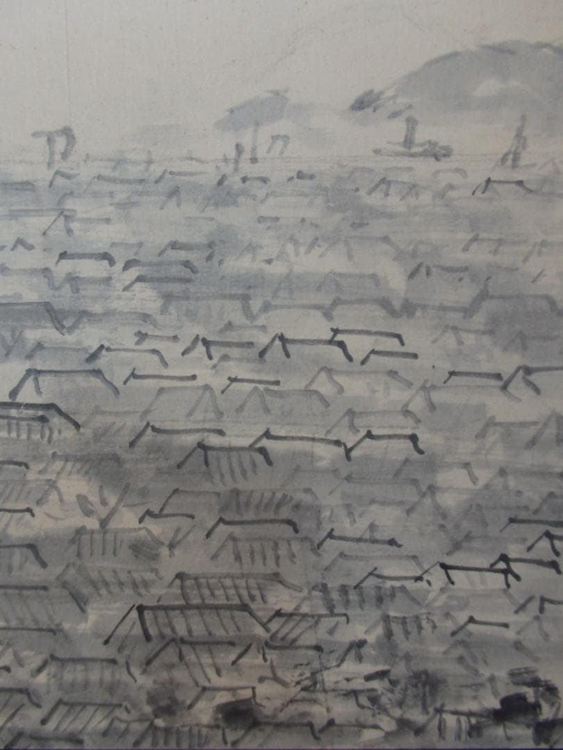 貴重 高橋五仙子　墨画『東堀』思い出の新潟百景 紙本 直筆本物保証 扁額