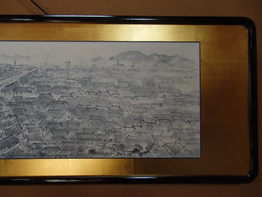 貴重 高橋五仙子　墨画『東堀』思い出の新潟百景 紙本 直筆本物保証 扁額