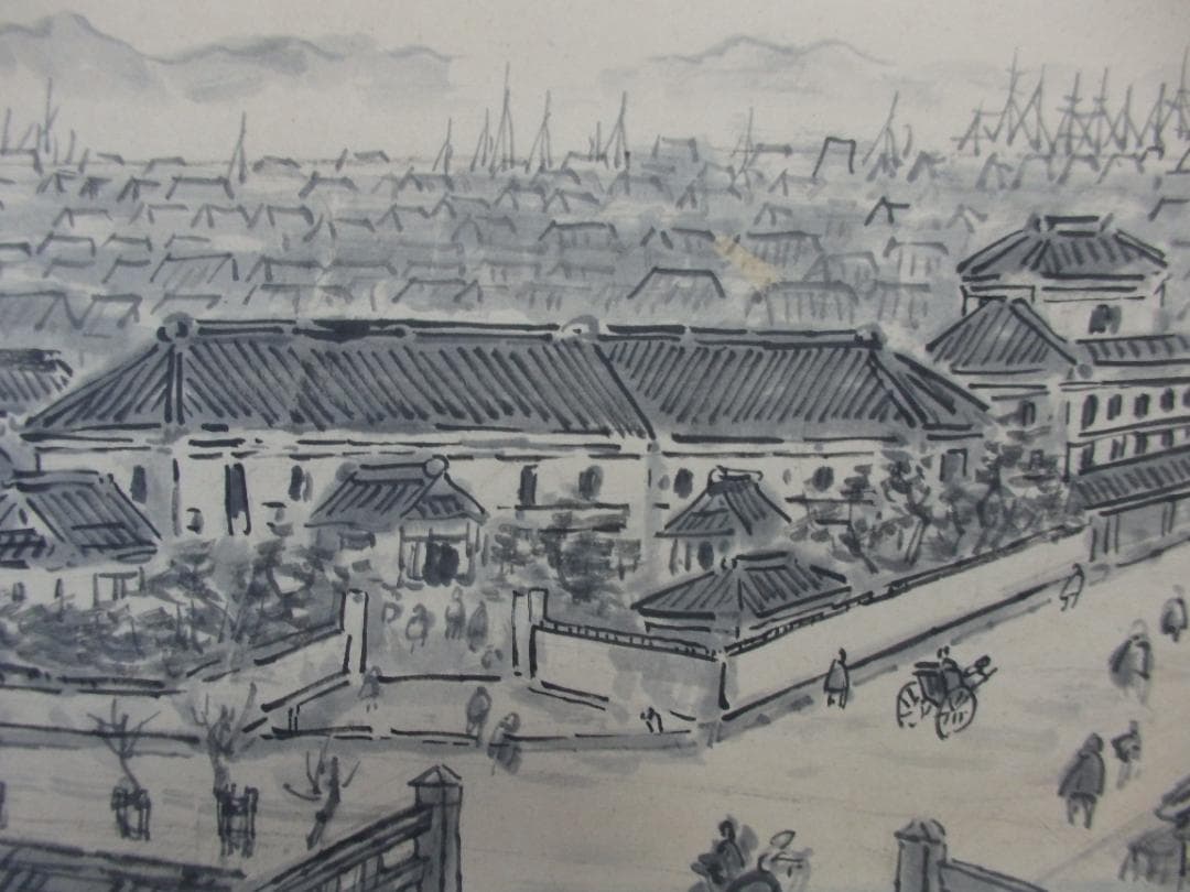 貴重 高橋五仙子　墨画『東堀』思い出の新潟百景 紙本 直筆本物保証 扁額