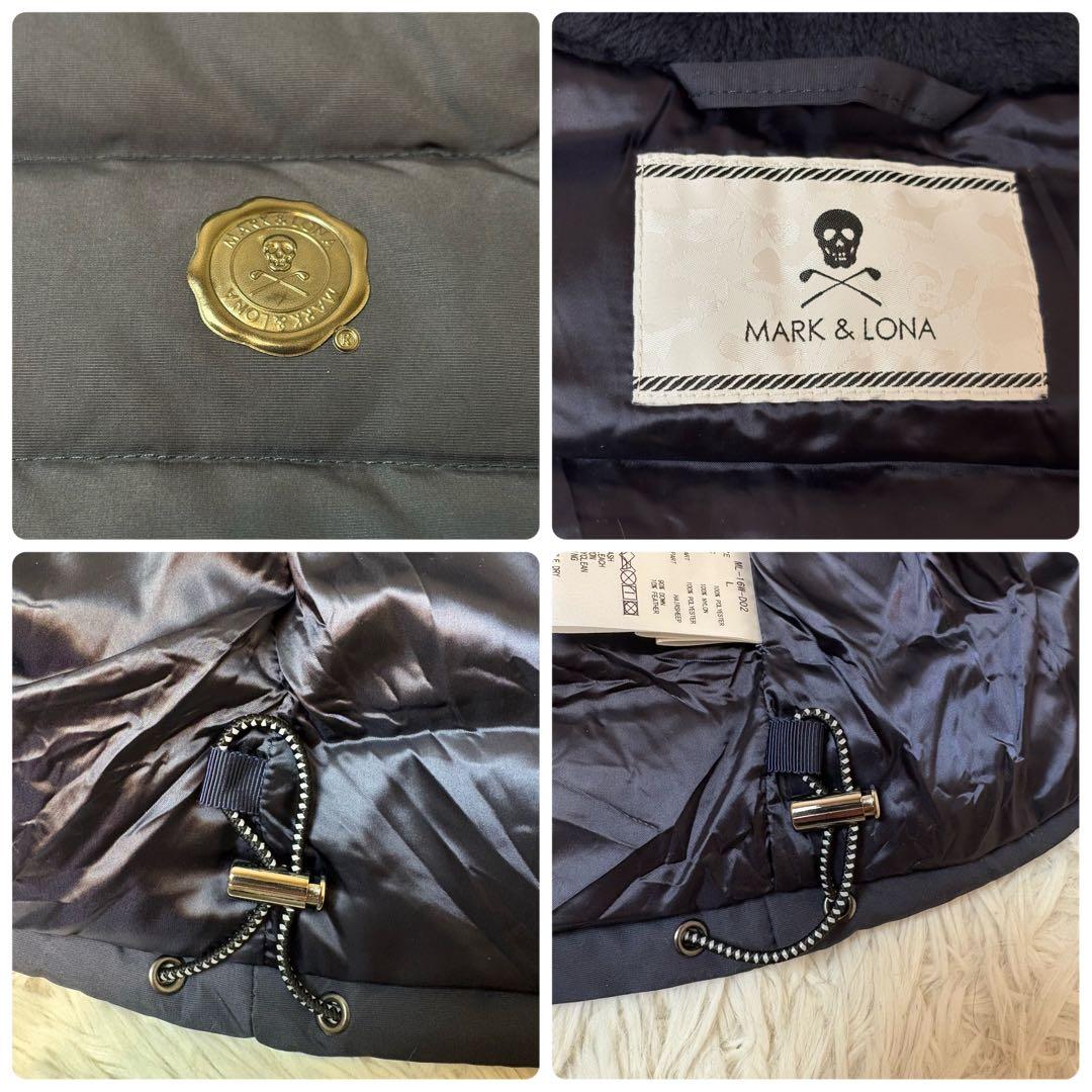 (美品) マークアンドロナ ダウン ベスト レザーパイピング ダブルジップ ボア