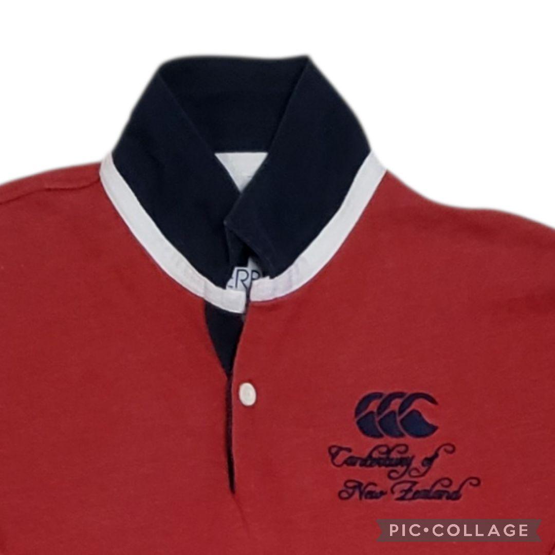 Canterbury　ラガーシャツ　パッチ&刺繍　オリジナルボタン　Lサイズ長袖