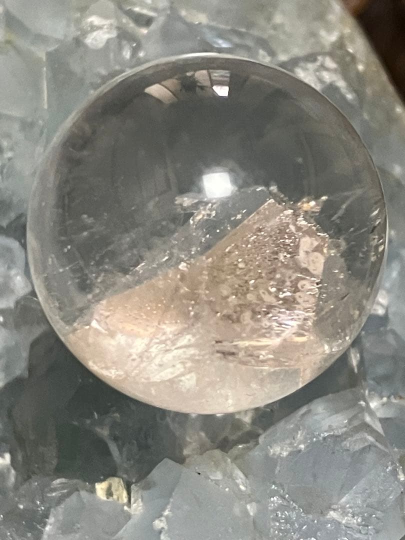 高品質　クォーツインクォーツ　貫入り水晶スフィア　17.4mm