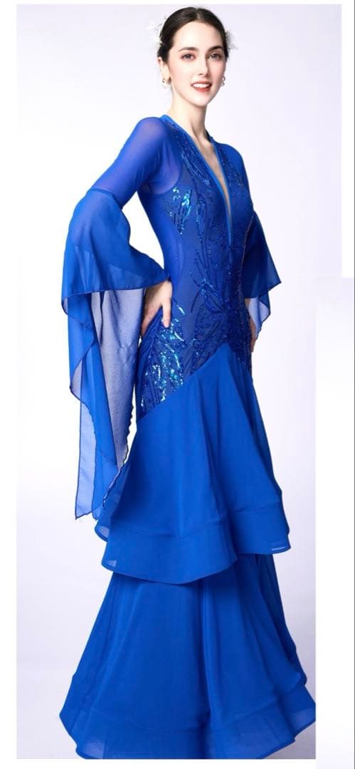 社交ダンスドレス 青 Sサイズ