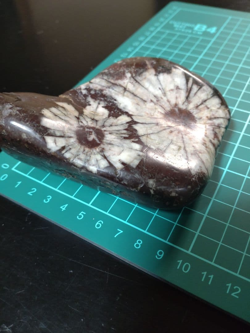 K*0様 菊花石 ピンク花　孔雀部分　根尾 鑑賞石 水石 自然石　木製・花梨の台