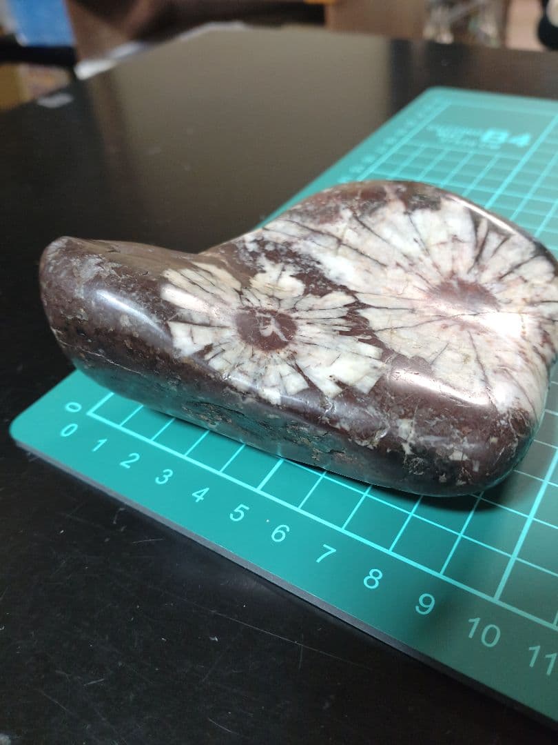 K*0様 菊花石 ピンク花　孔雀部分　根尾 鑑賞石 水石 自然石　木製・花梨の台