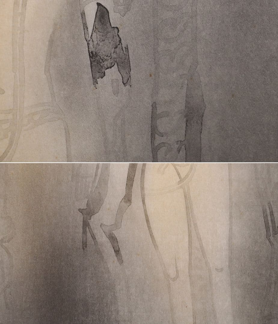 【真作】佐藤隆良 紙本肉筆 金彩墨彩 仏画 日本画 額装 アクリル板 CK43