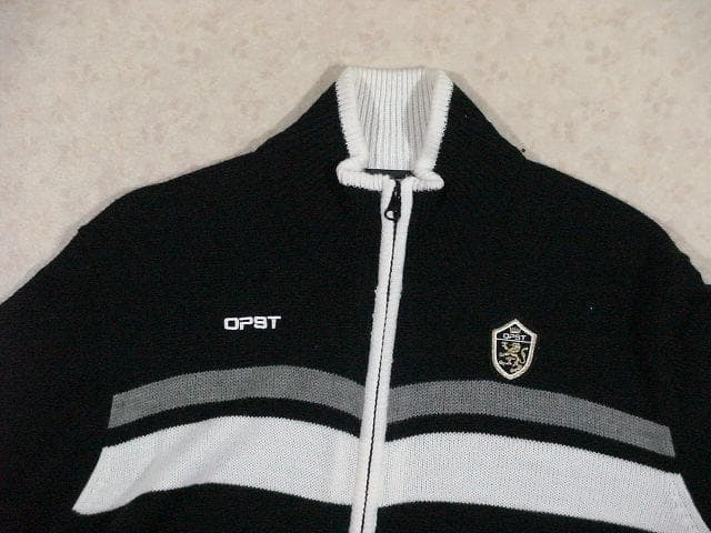 35644　OPST メンズ　ジップアップニットジャケット　黒　Ｍ
