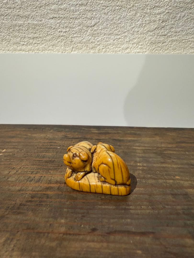 根付　犬　江戸　象　牙　かわいい