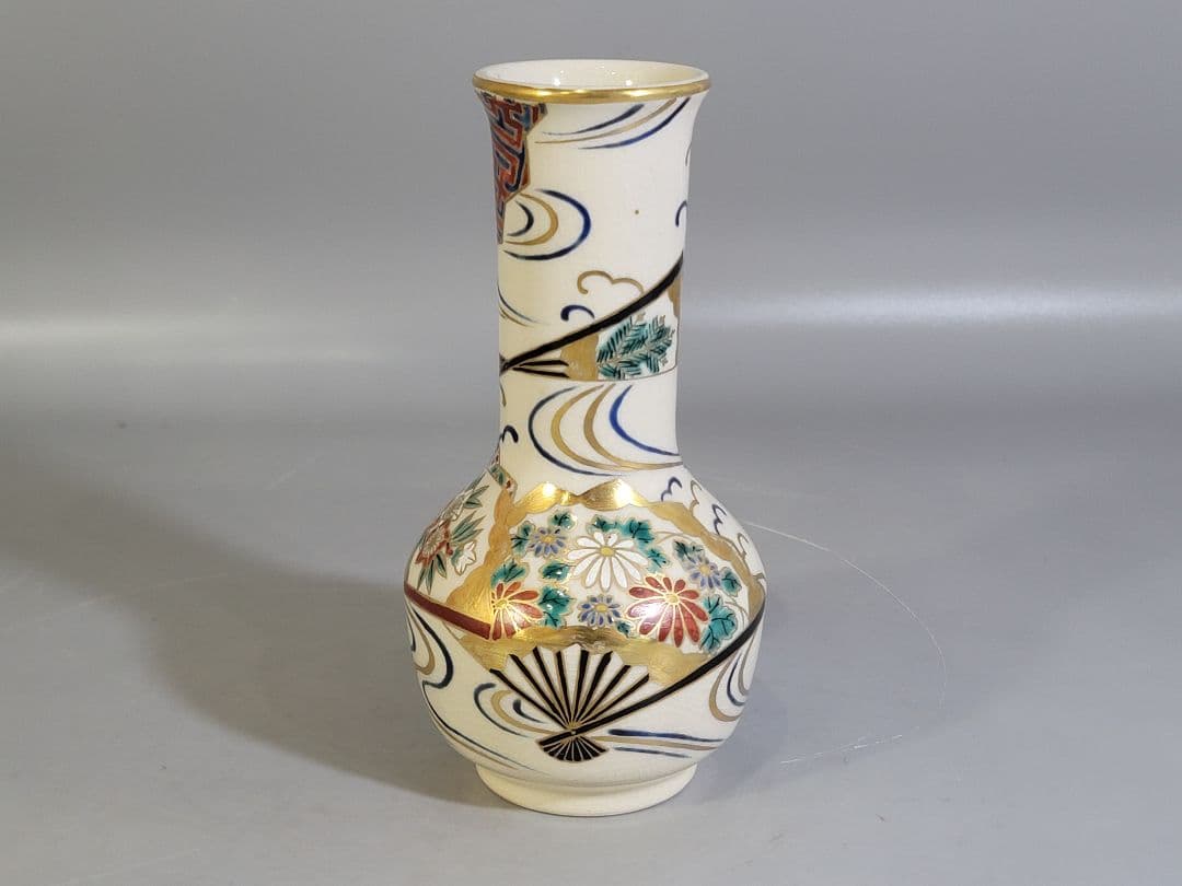 DT530 茶道具 色絵 扇流紋 皆具 共箱