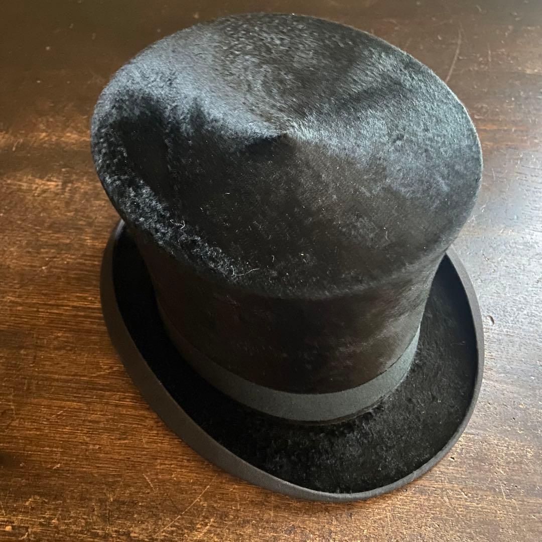 アンティーク　シルクハット　バスケット付き　イギリス製　レトロ