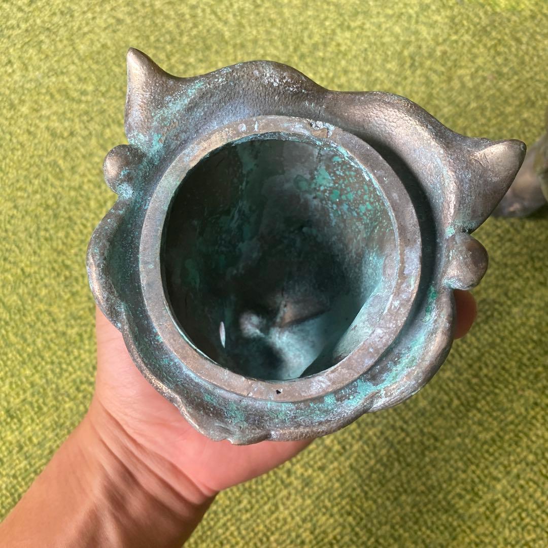 獅子の像 真鍮　狛獅子　狛犬　香炉　置物　オブジェ