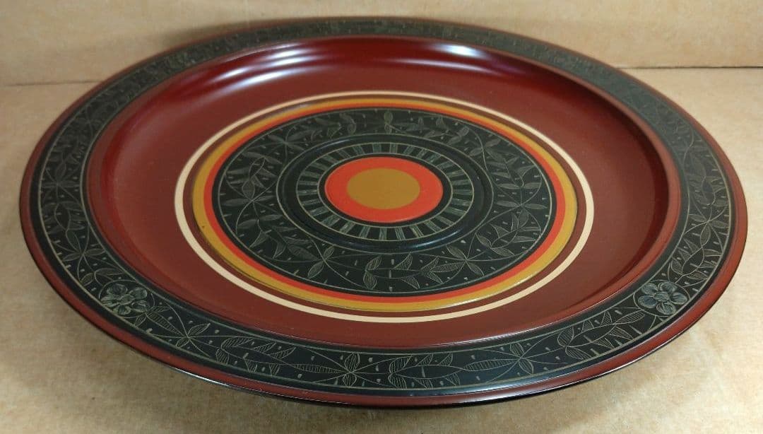 しんのすけ123【本物保証】四代川端近左 唐物写独楽菓子盆 塗共箱 最上手