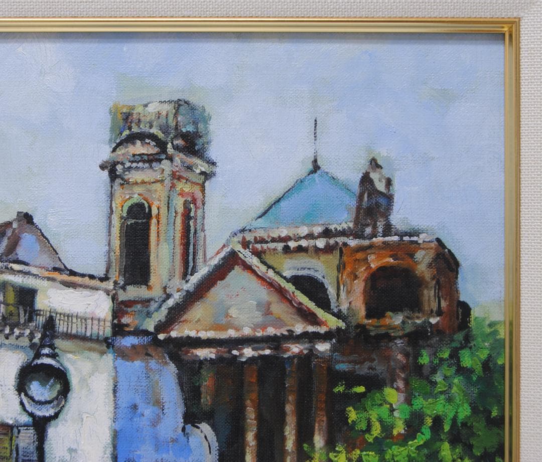 前島智夫 「 レ・アル の街」Ｆ8 油絵 油彩画 風景画 フランス パリ