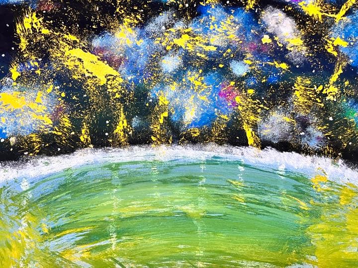 絵画　宇宙　海　イラスト　キャンバス