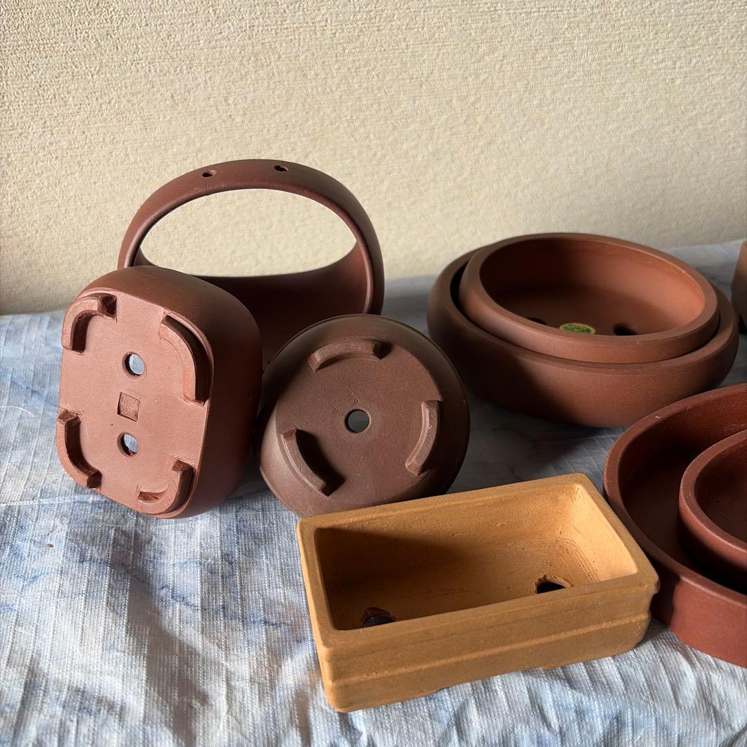 中国宜興　宜興　植木鉢　朱泥　朱砂　中国　アンティーク　盆栽　盆景