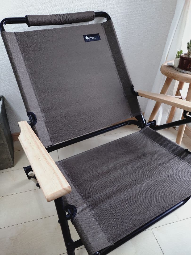 【柘榴】LOGOS グランベーシック 折りたたみチェア　カーキブラウン