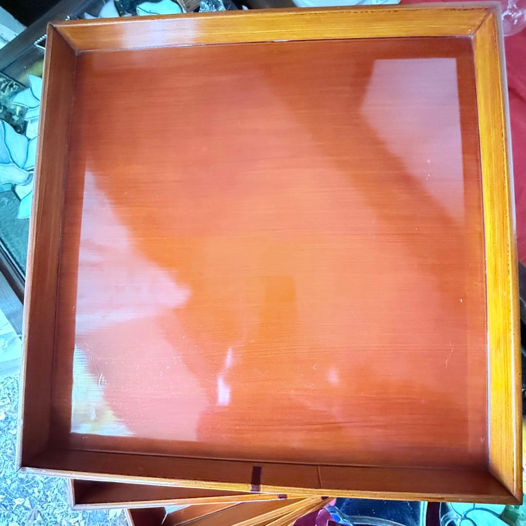 迎春感謝‼️キャラメル色‼️JAPAN 飛騨春慶塗飴色「胴張り御膳」5客木箱入