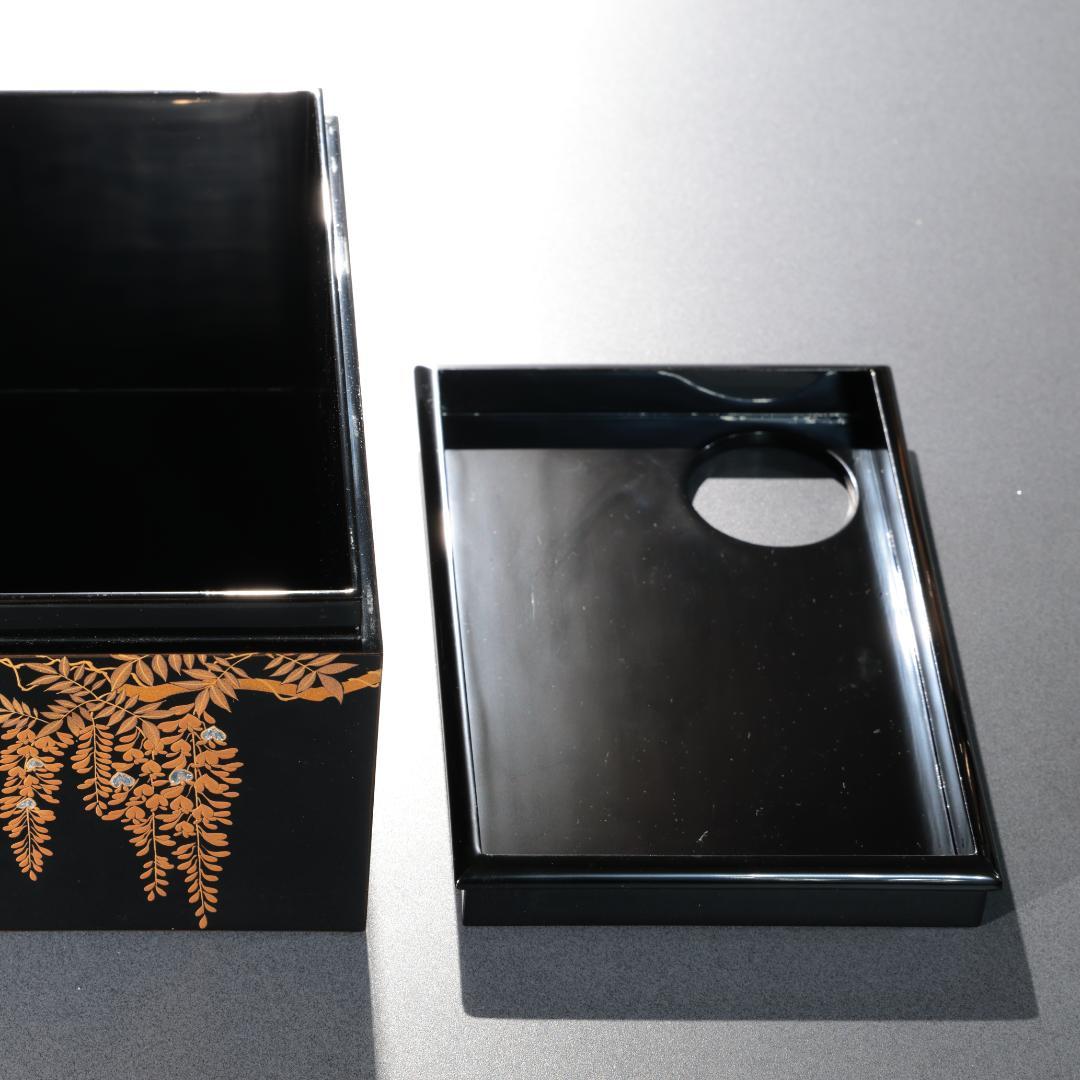 【茶道具】輪島塗　茶箱　藤蒔絵　6R0938ダP2