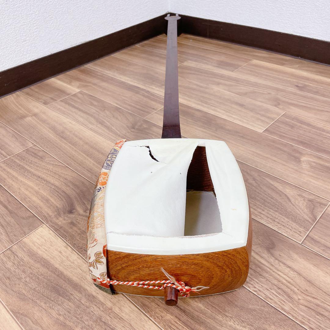 三味線 紫檀 トチ入り 細棹 金細 子持綾杉胴 和楽器