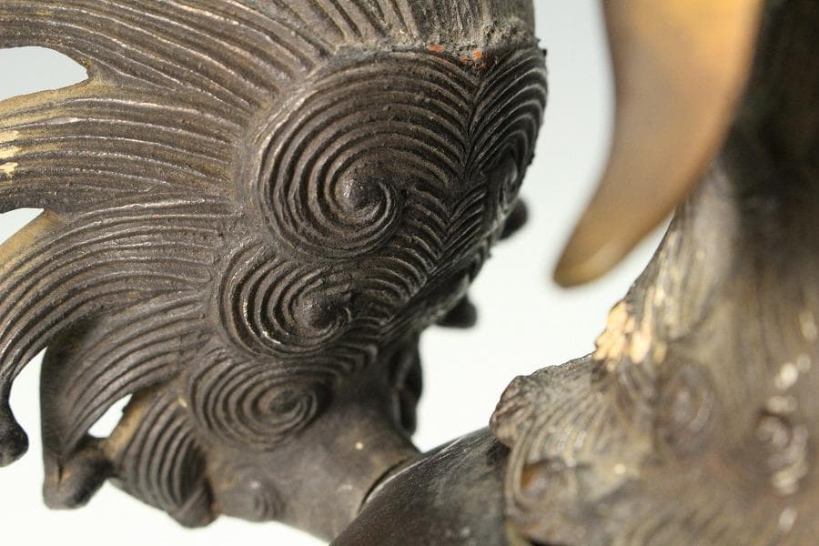 古銅 獅子 香炉 時代物(K-LC872)