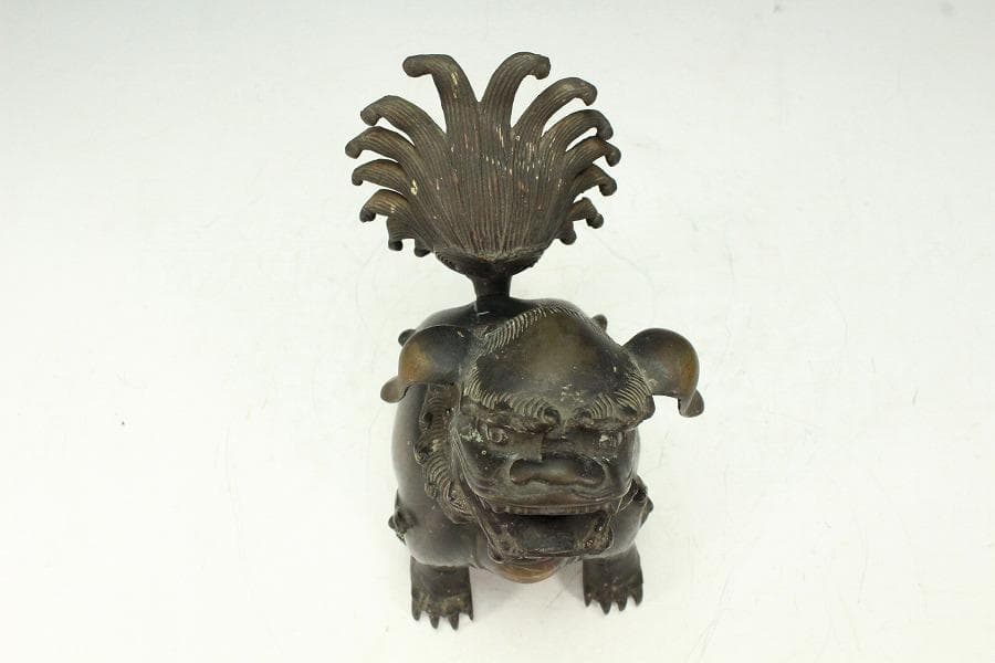 古銅 獅子 香炉 時代物(K-LC872)
