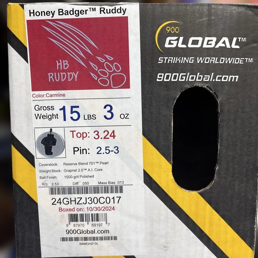 Honey Badger Ruddy ボウリングボール 15 lbs 3 oz