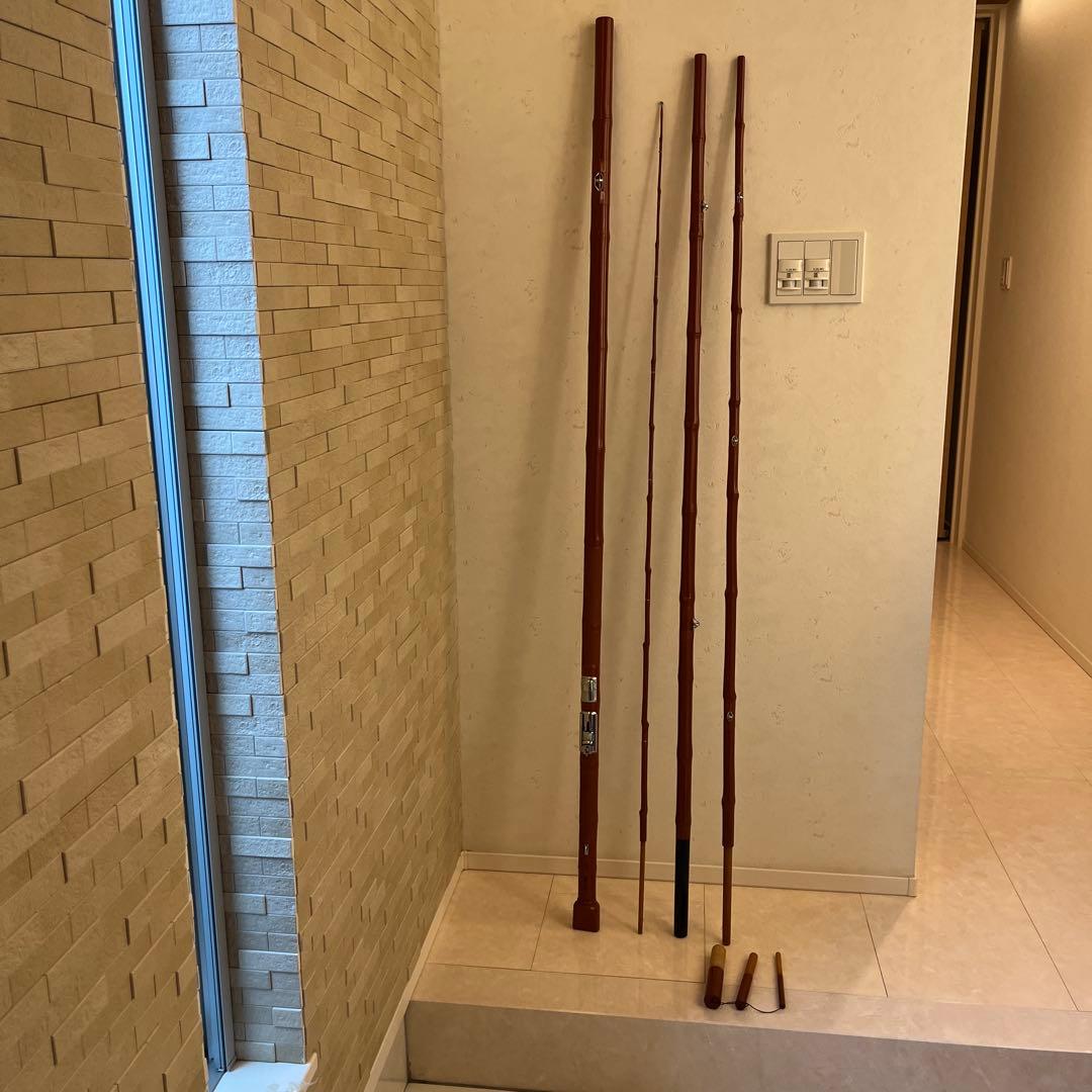 石鯛和竿　東光作　総塗り４本継ぎ竹竿　石鯛竿