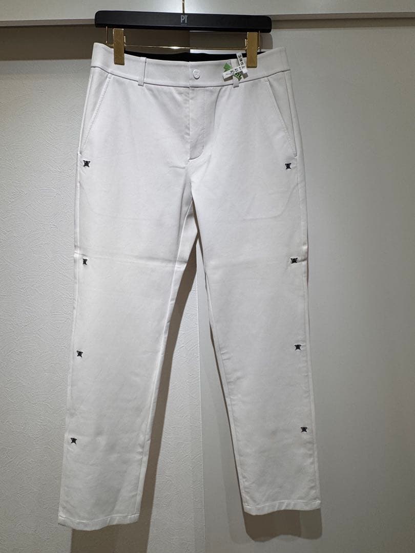 美USED ANEW GOLF メンズ 刺繍ロゴライン ホワイトパンツ アニュー