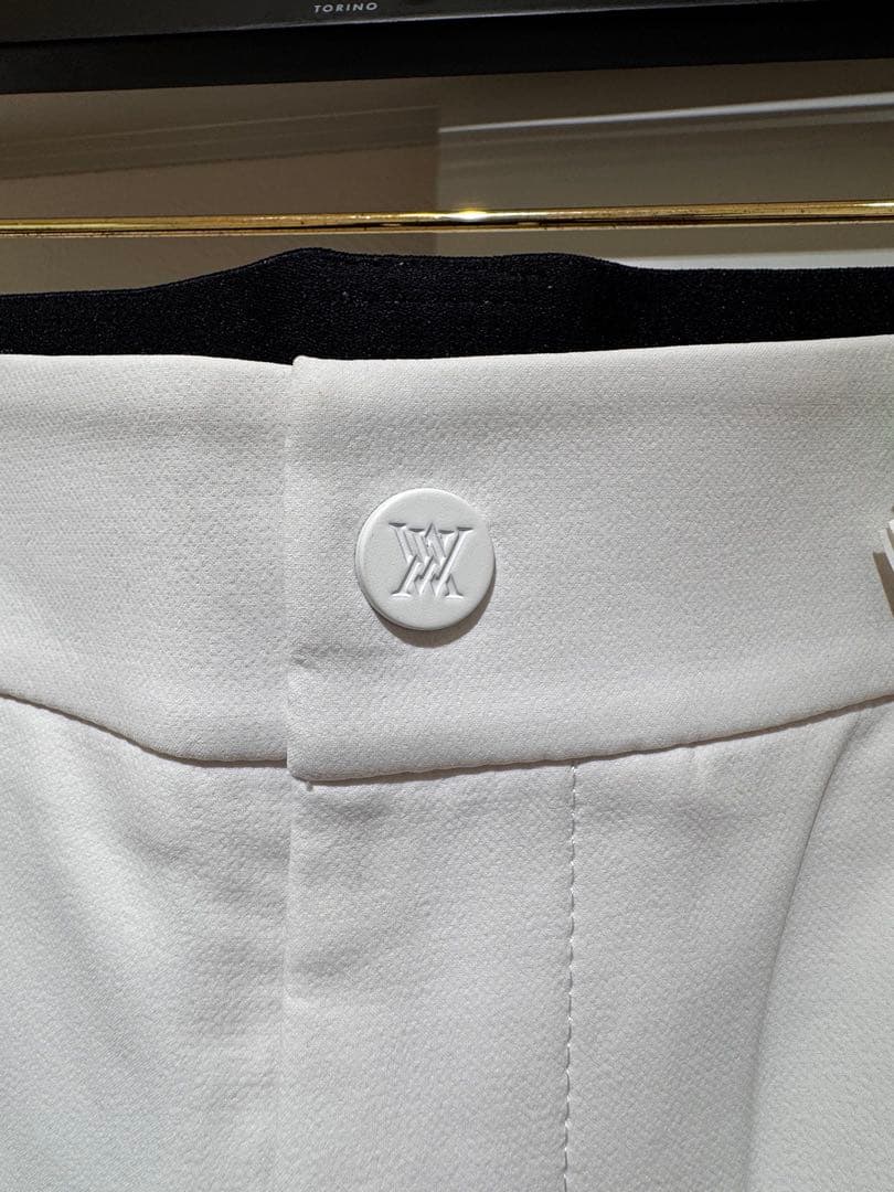 美USED ANEW GOLF メンズ 刺繍ロゴライン ホワイトパンツ アニュー