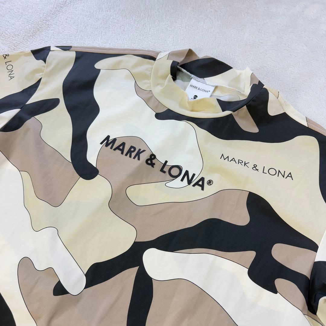 マークアンドロナ】立体ラバーロゴカモフラ柄ストレッチゴルフモックネックシャツ L