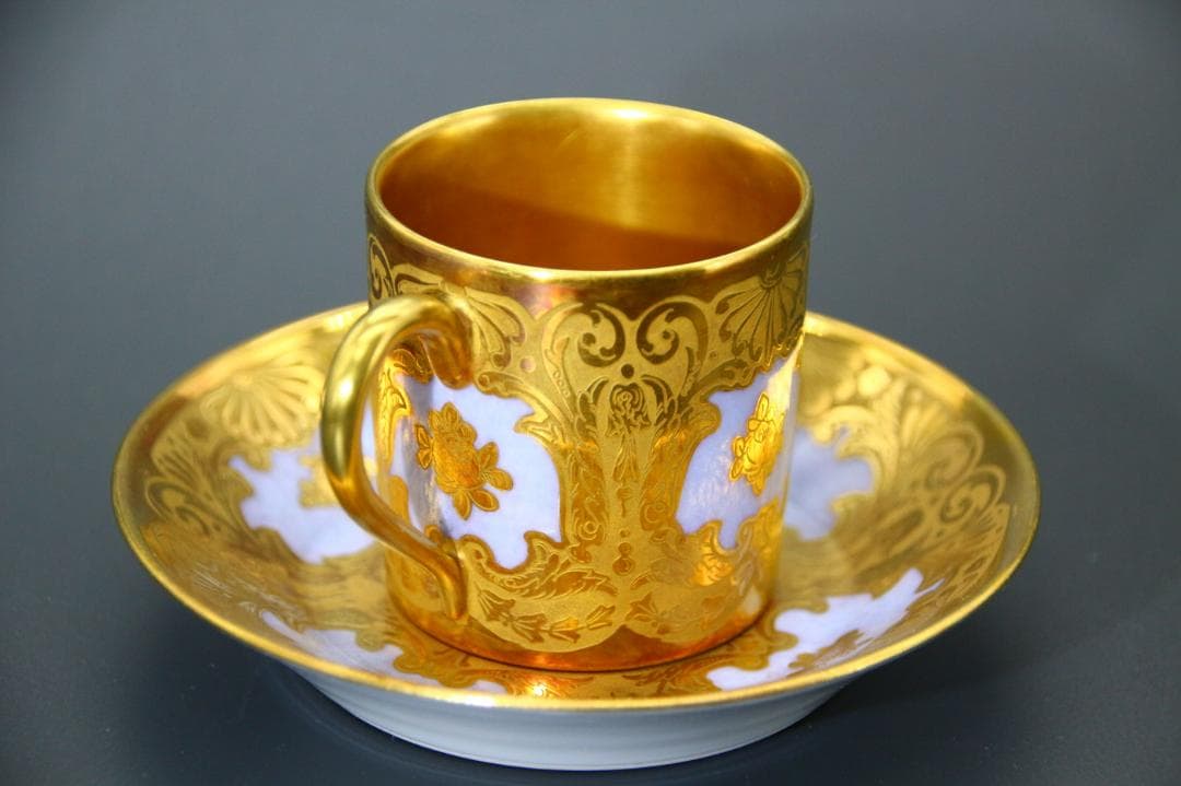 一点もの 芸術 1900年中期頃 フランス セーブル ゴールド カップ&ソーサー