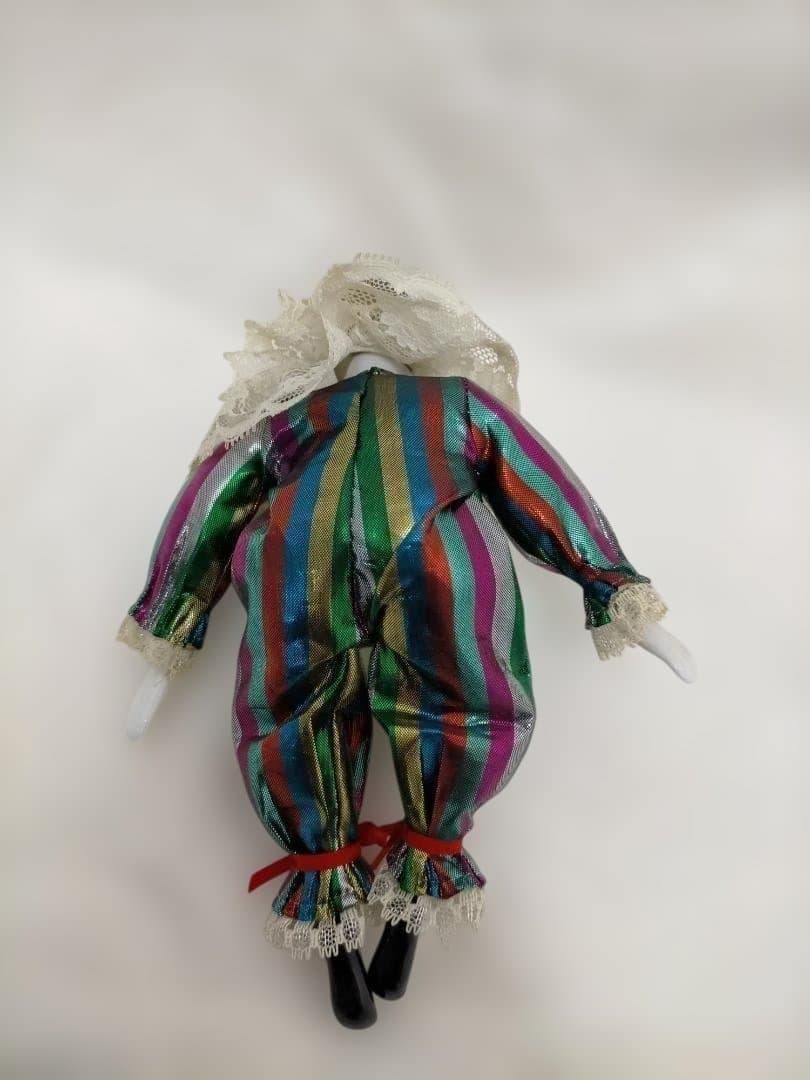 アンティーク　ヴィンテージ　虹色　ピエロ陶器人形　250702-8Y