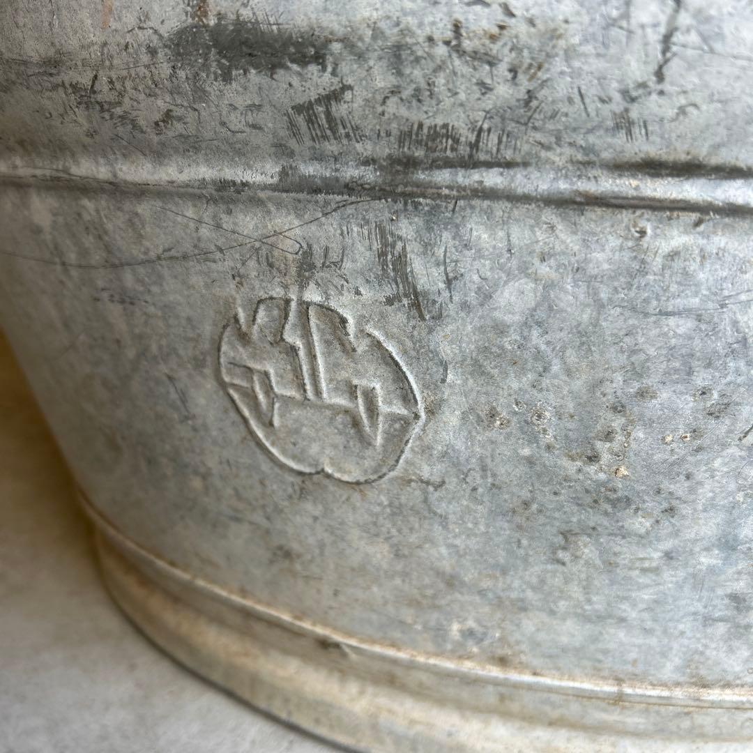 特大 ヴィンテージ 鉄製 タライ メタル バケツ 蚤の市 ジャンクガーデン