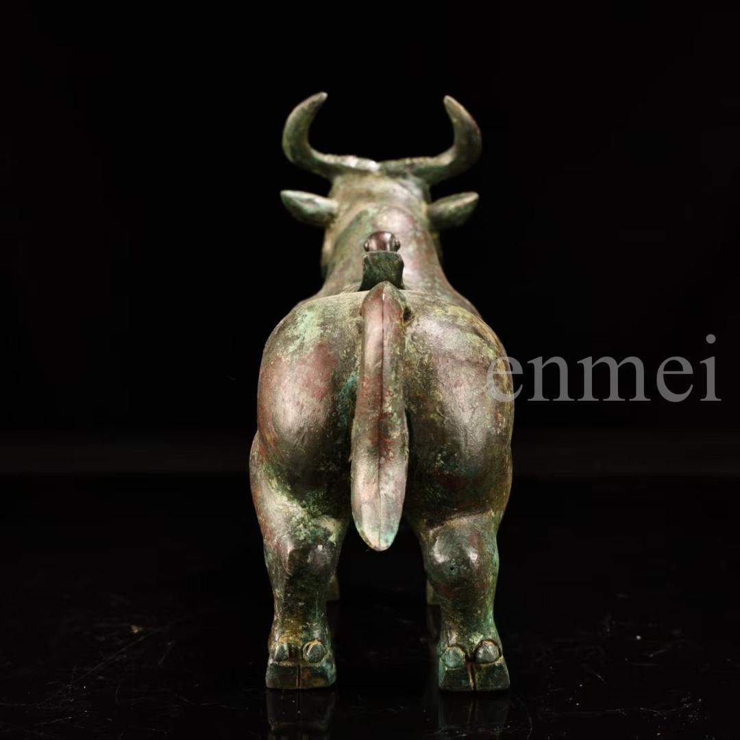 中国古美術・下鄕収集・青銅製牛尊・殷風・鏨刻高浮彫・純銅製・置物・風水開運・酒具