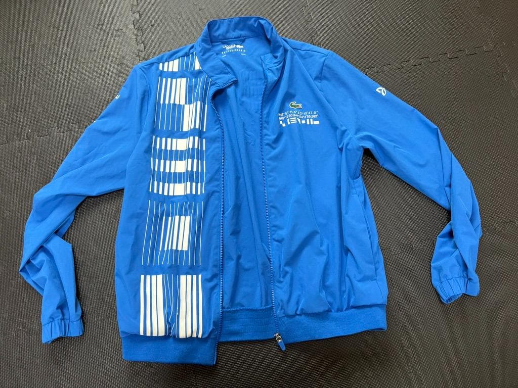 LACOSTE ストライプジャージ 青　ジョコビッチモデル USサイズL