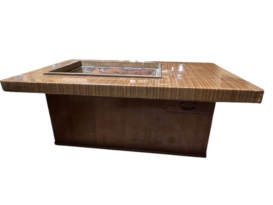 木製スクエア型火鉢 引き出し付き テーブル 囲炉裏