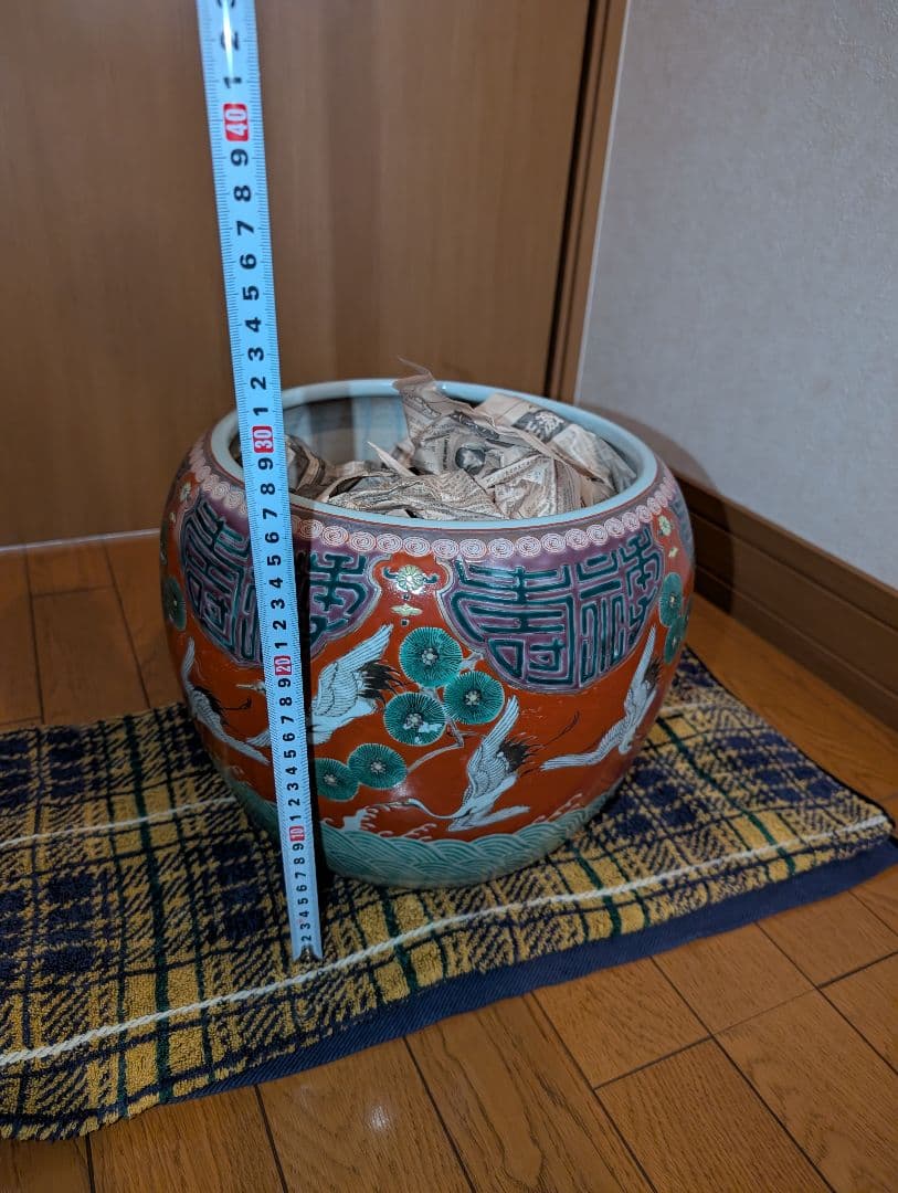 超骨董品、肥前火鉢、印鶴模様火鉢