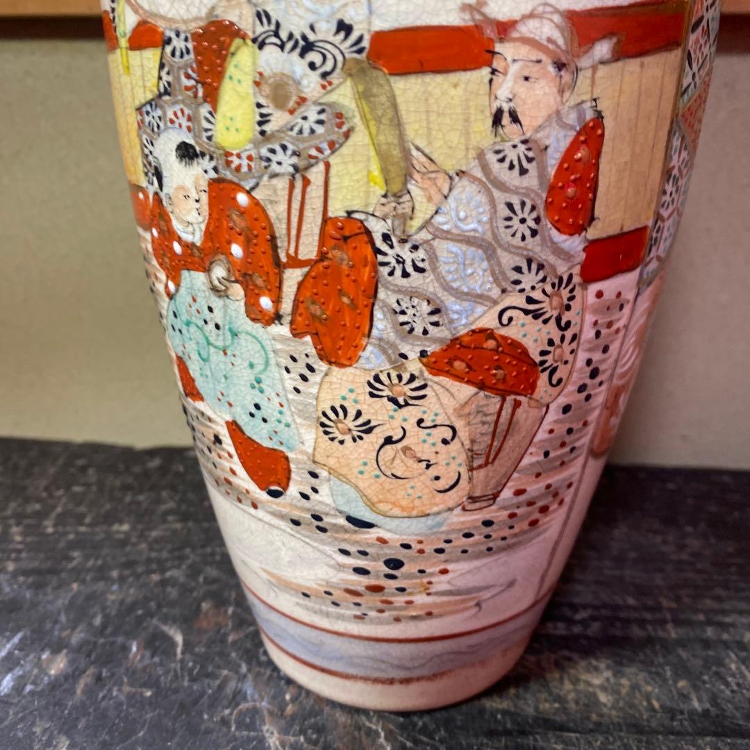 明治薩摩焼　薩摩藩武士図花瓶31cm14cm