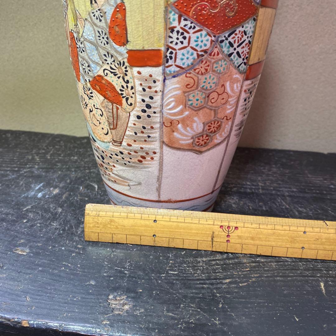 明治薩摩焼　薩摩藩武士図花瓶31cm14cm