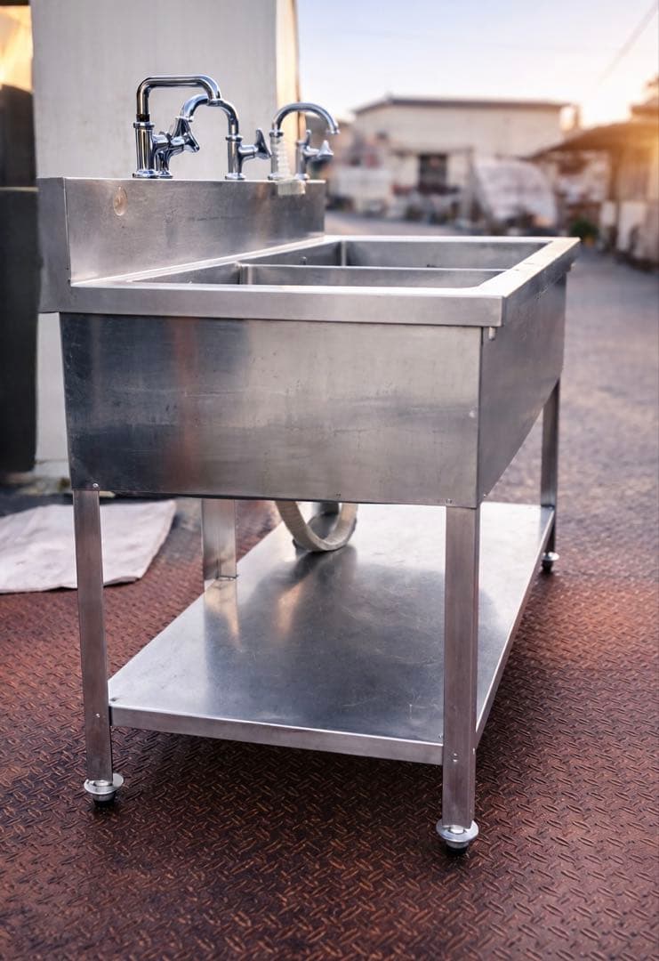 業務用 ステンレス 2槽シンク 流し台 幅100×奥行60×高さ94cm 厨房用