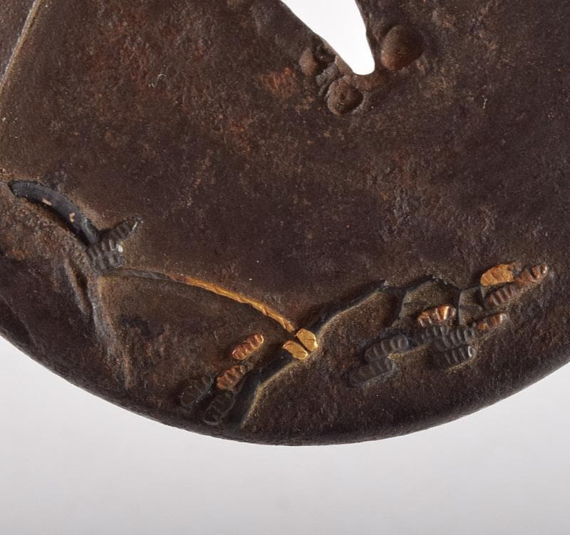 武具　刀装具　古鉄金銀象嵌　鍔　V　R4872