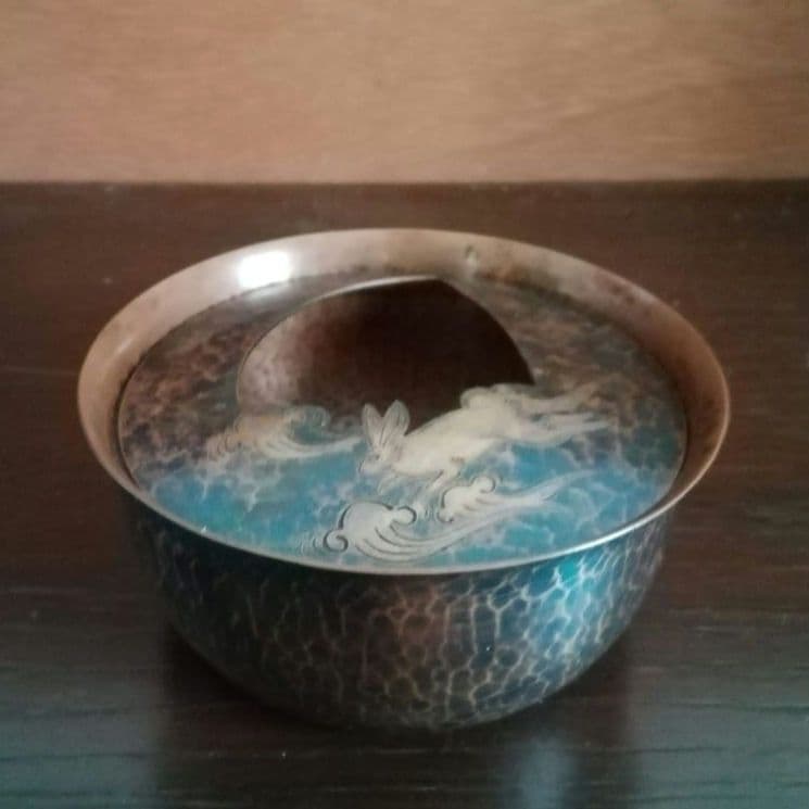 逸品　玉川堂　鎚起銅器　兎図紋　香炉　花活け　灰皿　和骨董　アンティーク