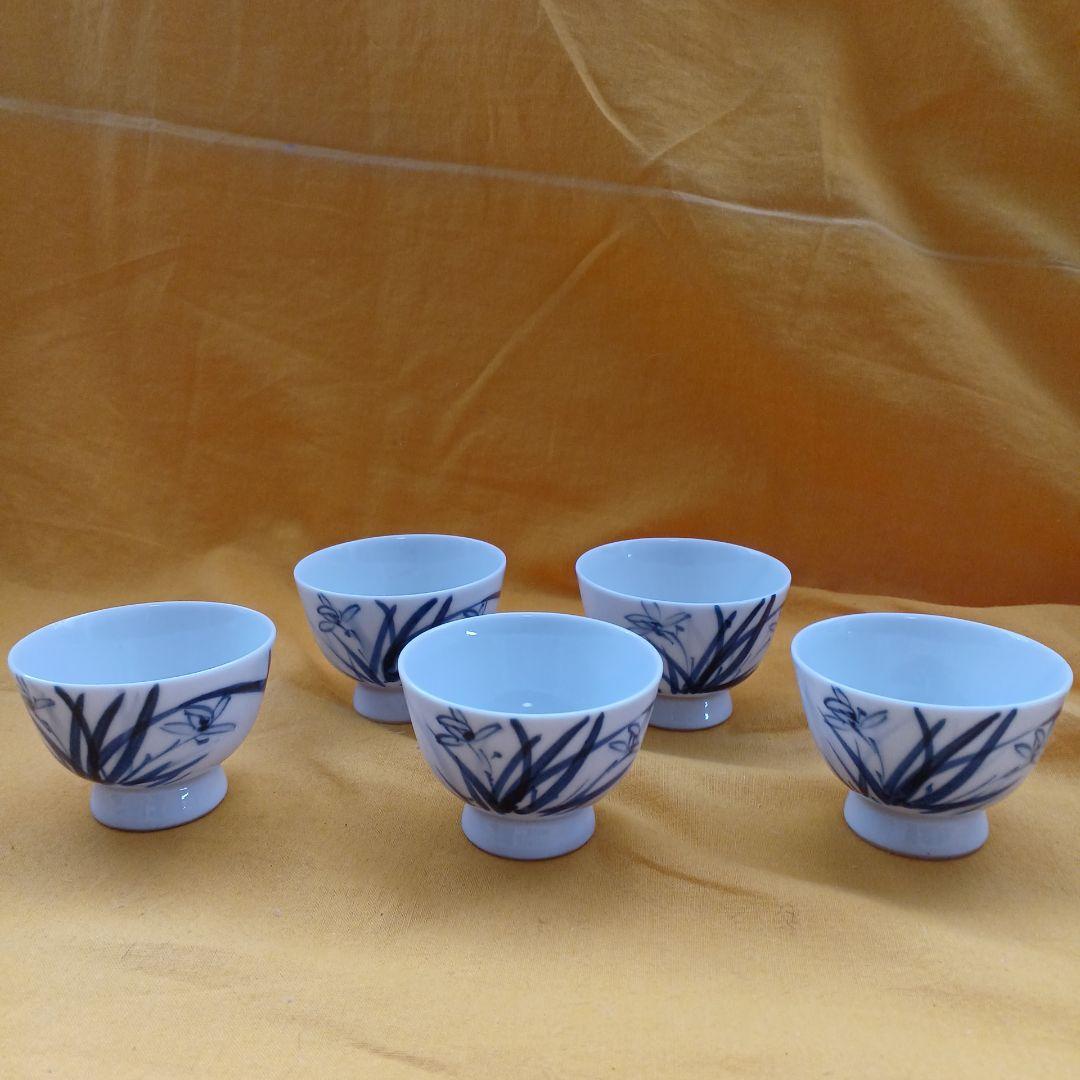 煎茶碗　竹泉　アンティーク煎茶碗　茶道具　５客