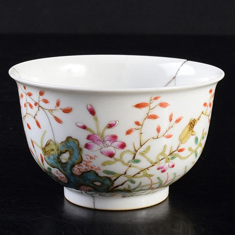 中国　大清光緒年製　粉彩花昆虫文碗　V　7805E