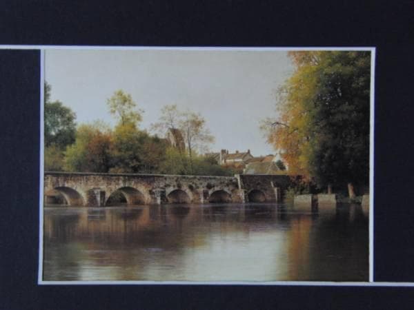 森本 草介、橋のある風景、希少レゾネの一頁、 新品高級額装付